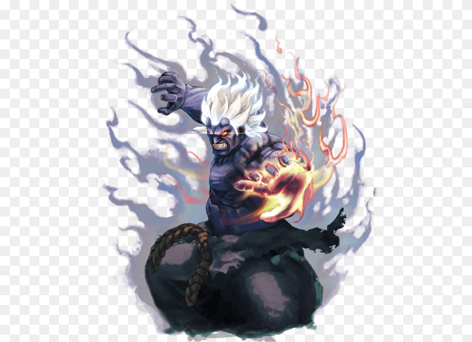 Oni Akuma Ssf4 Ae Character Select Art Super Street Fighter 4 Arcade, Person, Graphics, Fire, Flame Free Png