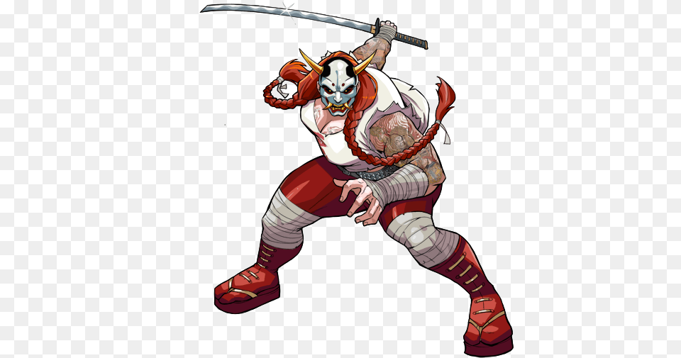 Oni Illustration, Person, Samurai, Sword, Weapon Png