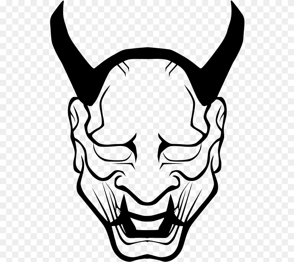Oni Mask Drawing Demon Oni Mask Drawing, Gray Png
