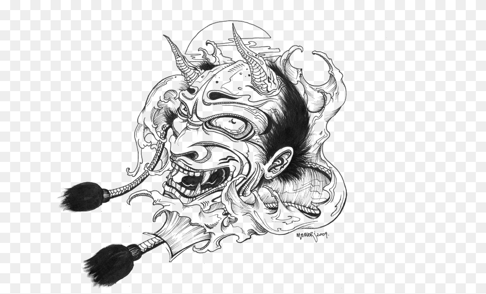 Oni Mask Tattoo, Art, Drawing, Animal, Canine Free Transparent Png