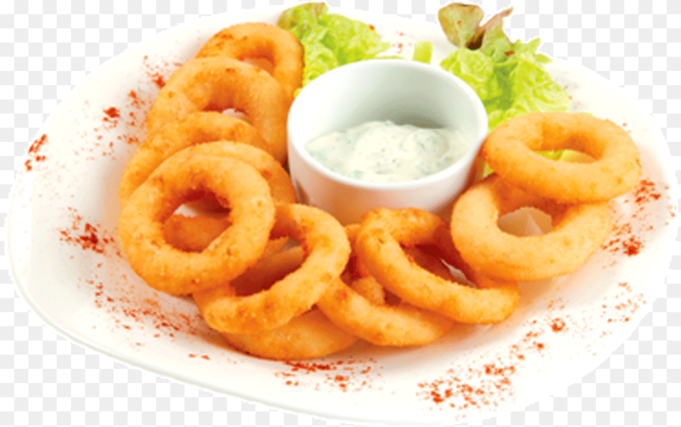 Onion Ring Fried Squid, Food, Food Presentation, Plate, Dish Free Png Download