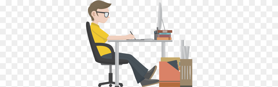 Online Exam Graphic Designer Clipart, Table, Sitting, Desk, Person Png Image