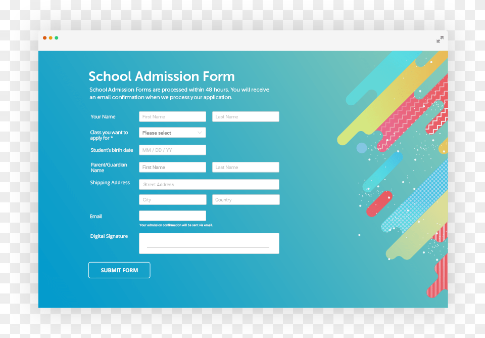 Online School Admission Form With Custom Design Online Order Form Design, File, Computer Hardware, Electronics, Hardware Free Png