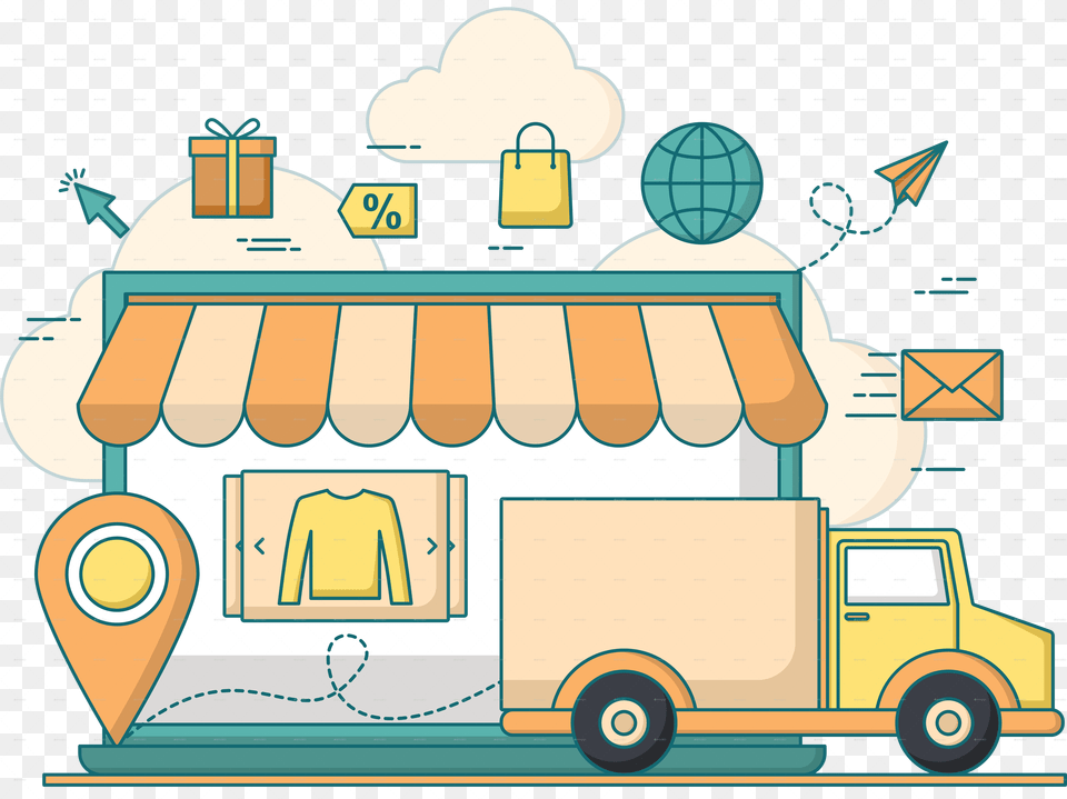 Online Shopping Delivery Commercial Vehicle, Accessories, Bag, Handbag, Cream Png