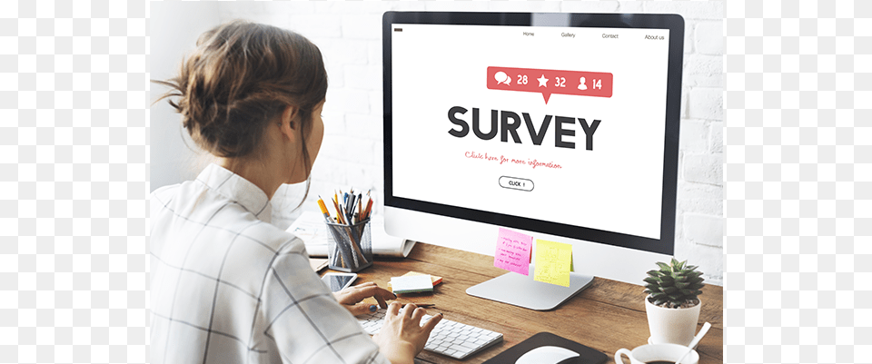 Online Survey People, Computer, Table, Hardware, Furniture Png Image
