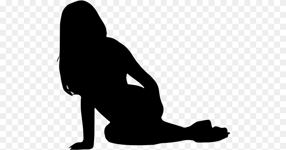 Onlinelabels Clip Art Silhouette Of Woman Kneeling, Gray Png Image