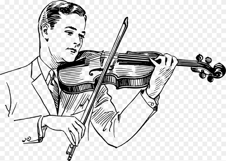 Onlinelabels Clip Art Vintage Man Playing Violin Line Man Playing Violin Clipart, Gray Free Png Download