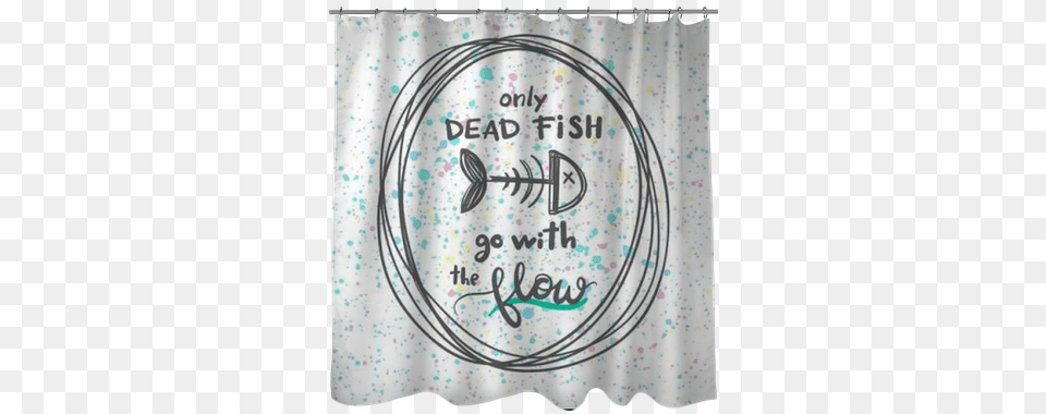 Only Dead Fish Go With The Flow Calligraphy, Curtain, Birthday Cake, Cake, Cream Free Png Download