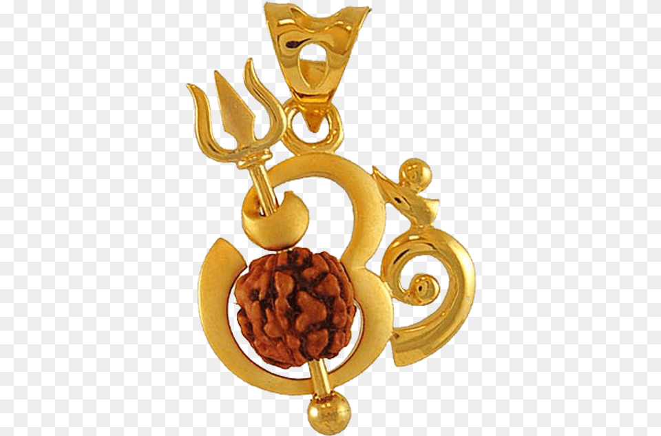 Only Download Omganesh Kundli Om Pendant With Rudraksha, Accessories, Earring, Jewelry, Gold Png