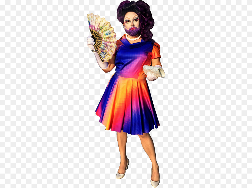 Only Intentional Bearded Drag Queen Cream, Clothing, Costume, Dress, Purple Png