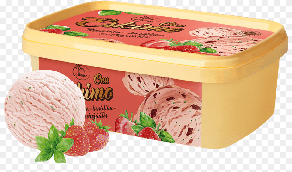 Onu Eskimo Strawberry And Basil Dairy Ice Cream Gelato, Dessert, Food, Ice Cream, Frozen Yogurt Free Transparent Png