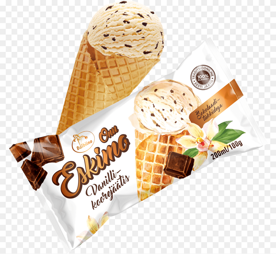 Onu Eskimo Vanilla Dairy Ice Cream With Chocolate Chips Onu Eskimo Jtis, Dessert, Food, Ice Cream Free Transparent Png