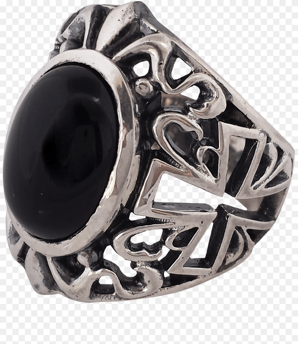 Onyx And Silver Gothic Style Sterling Silver Cross Pre Engagement Ring, Accessories, Jewelry, Helmet, Gemstone Free Png