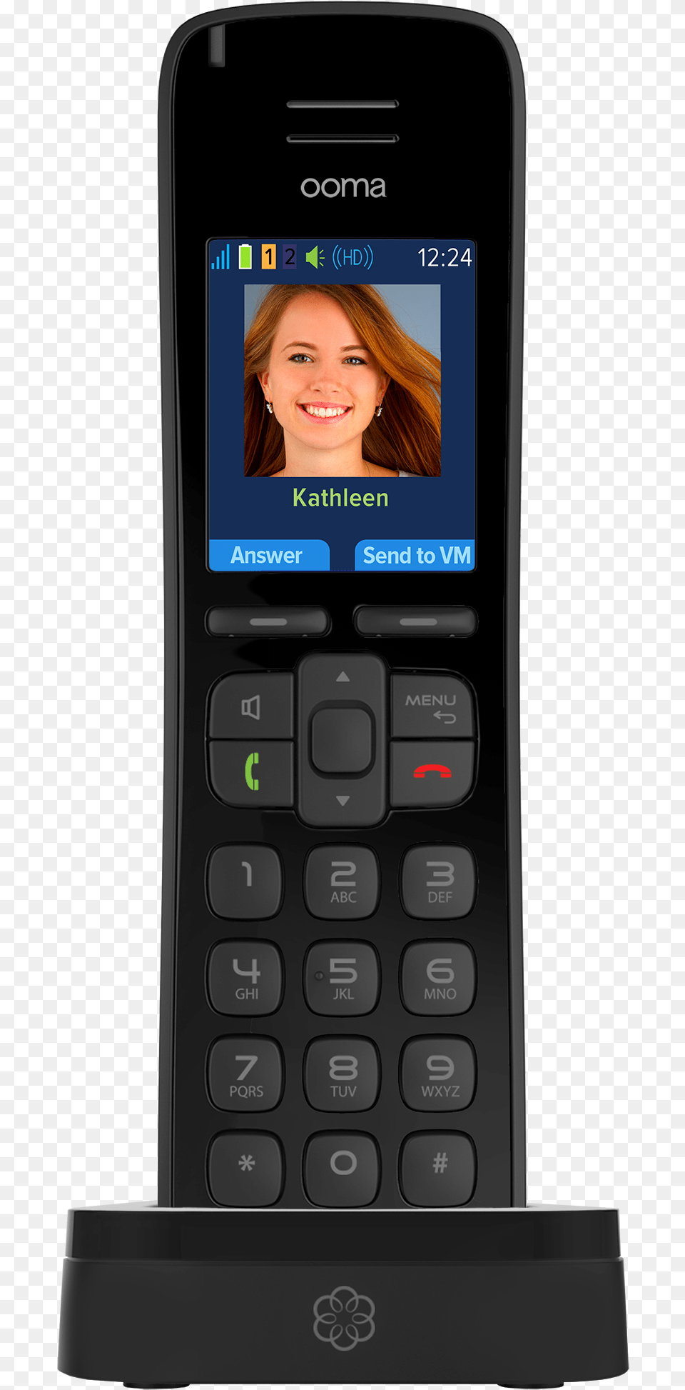 Ooma Hd3 Handset Phone Ooma Hd3 Handset, Mobile Phone, Electronics, Person, Adult Free Png Download