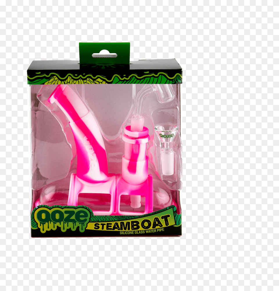 Ooze Steamboat Silicone Glass Pipe Pink White Box Silicone Free Transparent Png