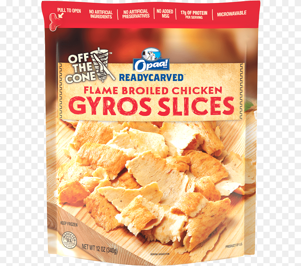 Opaareadycarvedchickengyropng Opaa Brands Opaa Gyro Slices, Advertisement, Dessert, Food, Pastry Free Png