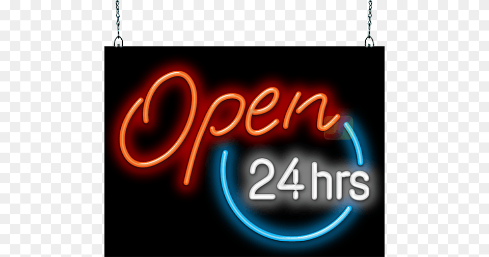 Open 24 Hours Neon Sign, Light Png Image