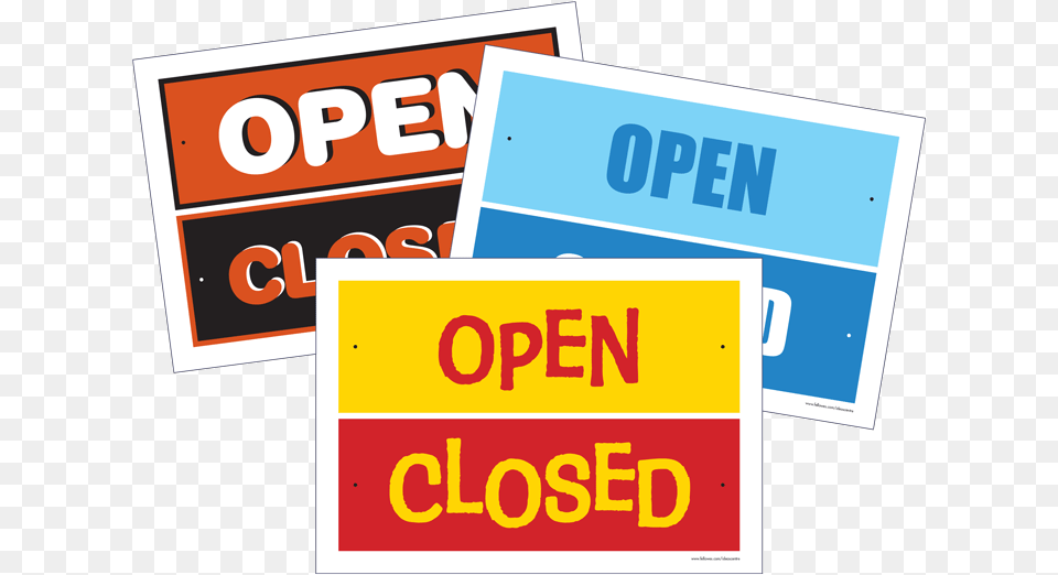 Open And Closed Sign Open And Closed Sign Sign, Advertisement, Poster, Scoreboard, Text Png