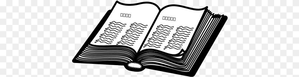 Open Bible Black And White, Book, Page, Publication, Text Png