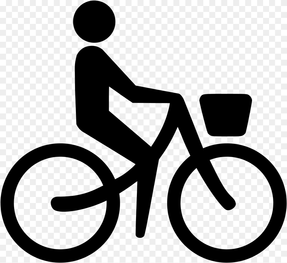 Open Bicyclist Icon, Gray Free Png Download