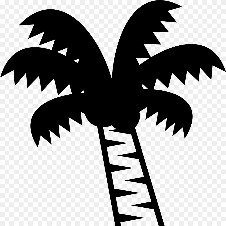 Open Black Palm Tree Emoji, Gray Free Transparent Png