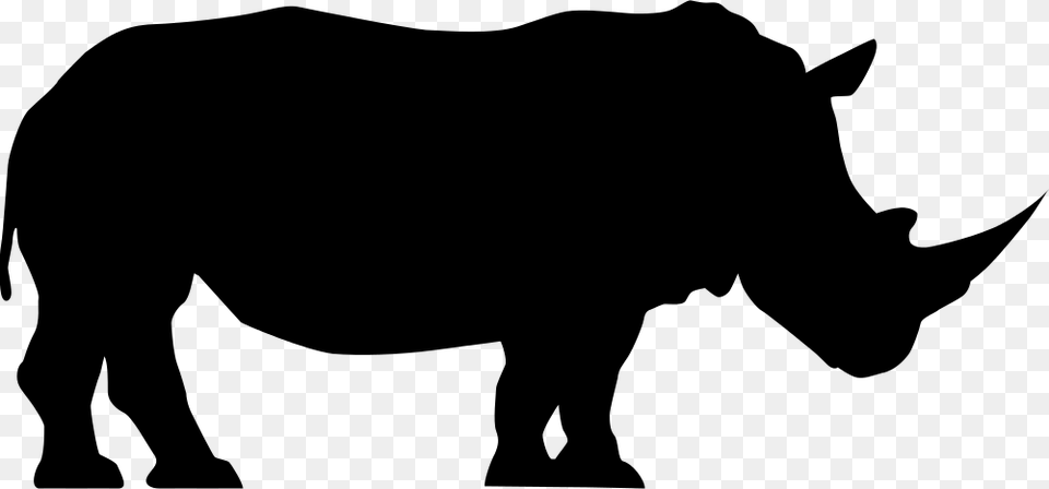 Open Black Rhino Silhouette, Gray Free Png