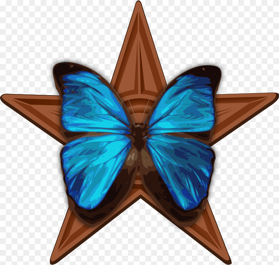 Open Blue Butterfly With Star, Appliance, Ceiling Fan, Device, Electrical Device Png Image