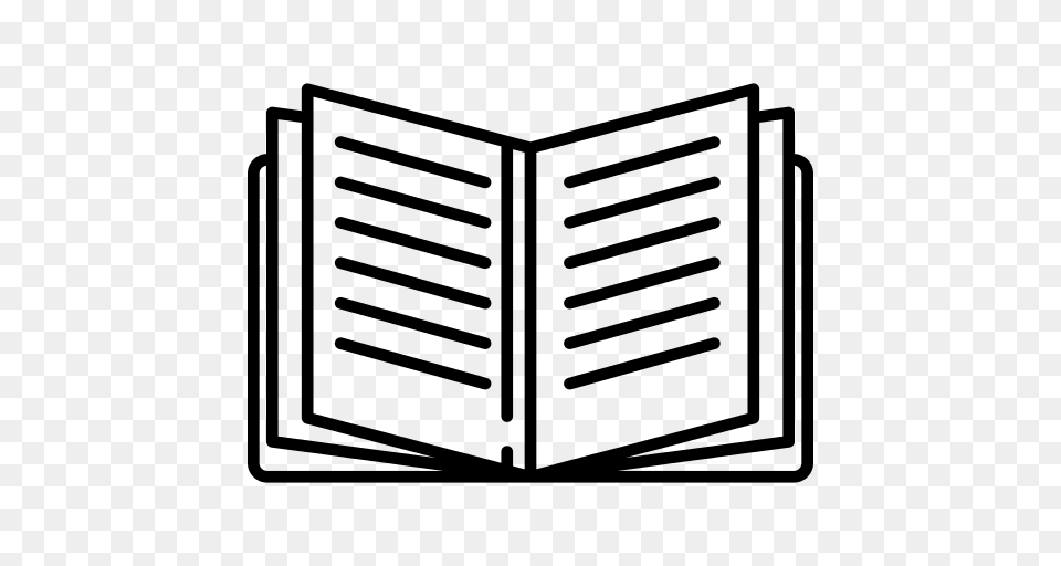 Open Book With Text Lines Icon, Gray Png Image