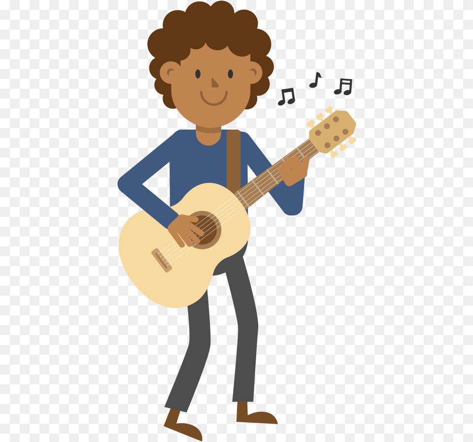 Open Cartoon Man Playing Guitar, Musical Instrument, Person, Face, Head Free Png