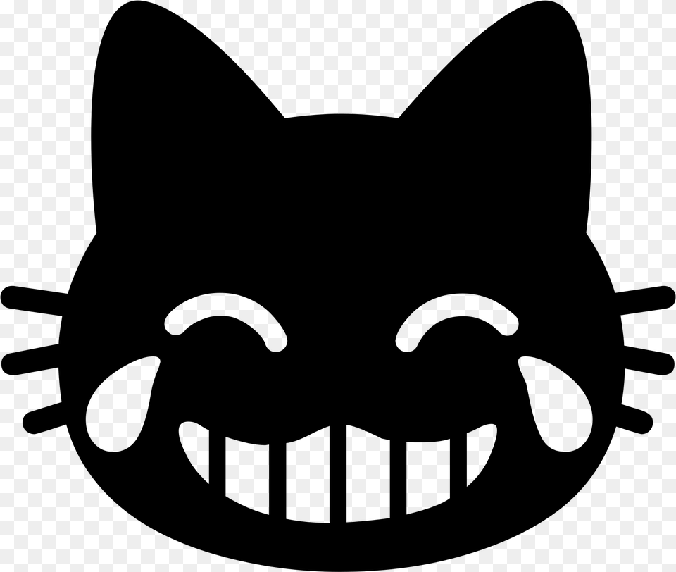 Open Cat Laughing Crying Emoji, Gray Png
