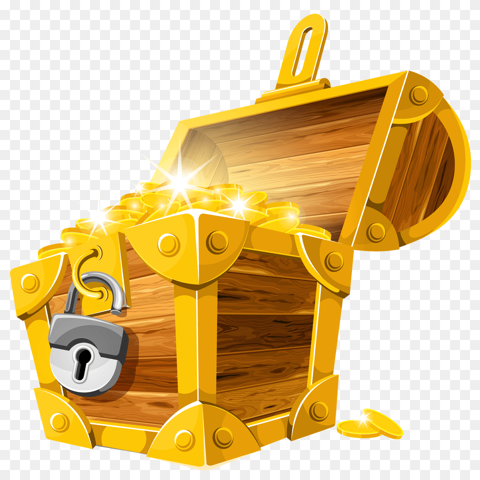 Open Chest With Lock, Treasure, Bulldozer, Machine Png Image