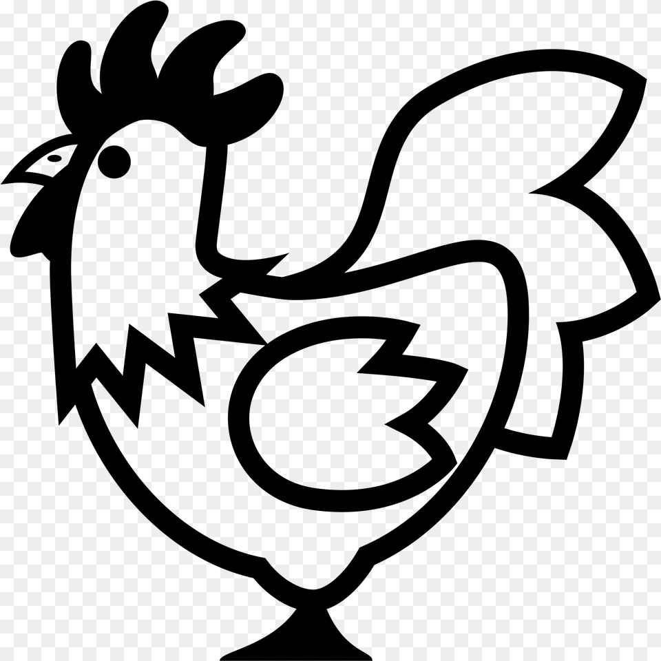 Open Chicken Emoji Black And White, Gray Png Image