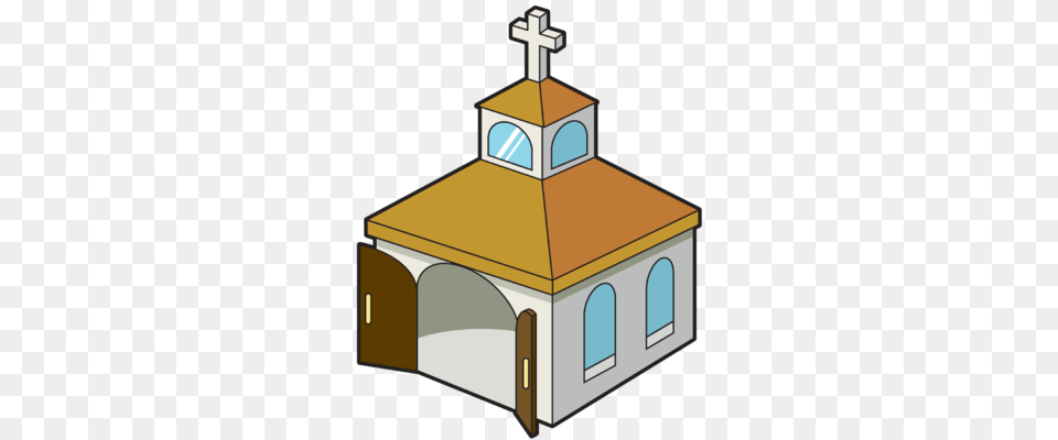 Open Church Door Clipart, Cross, Symbol, Architecture, Bell Tower Png