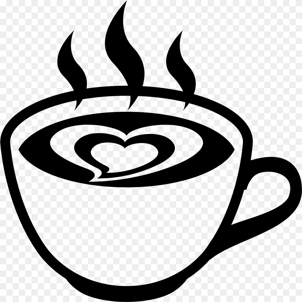 Open Coffee Emoji Black And White, Gray Free Png Download