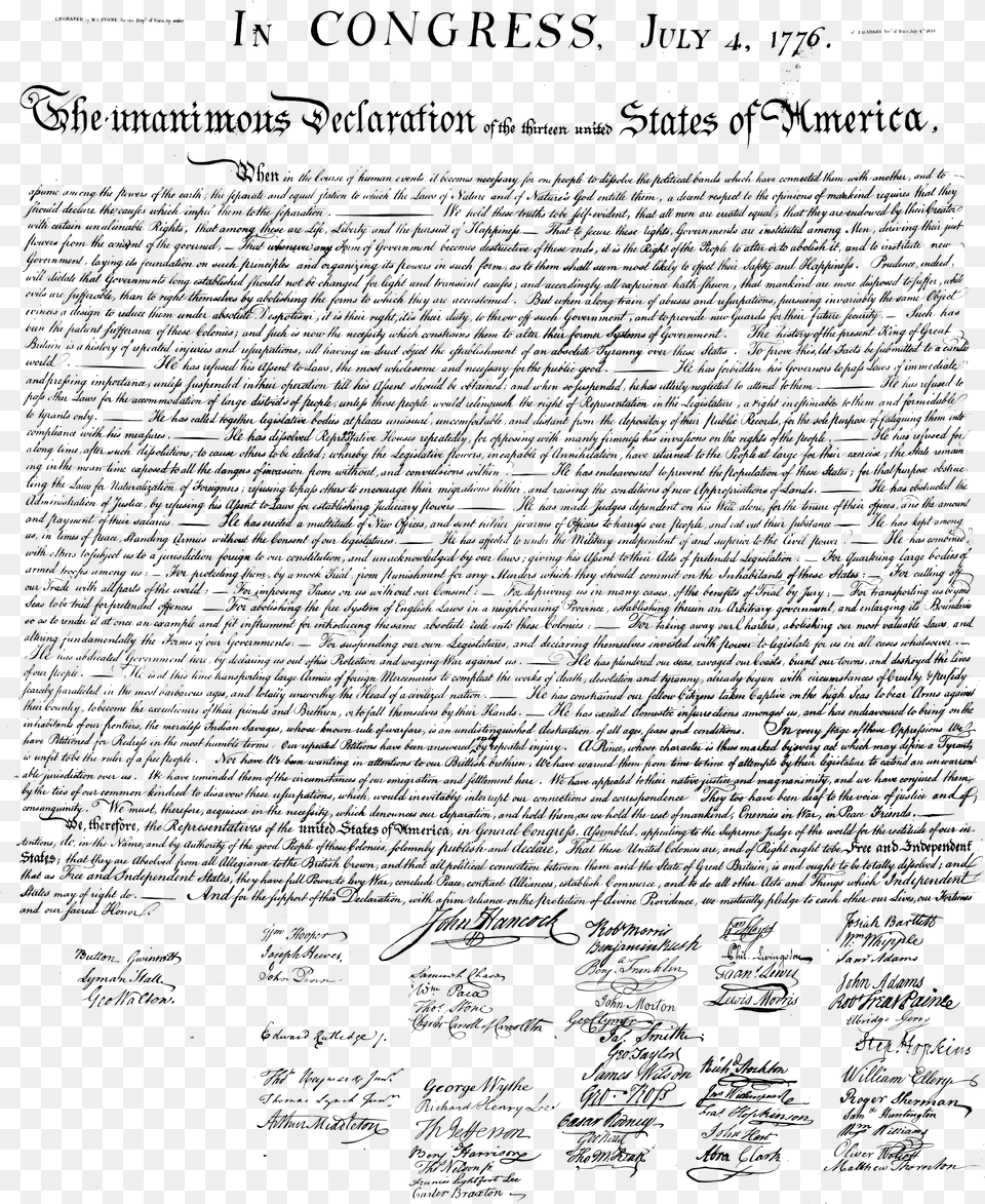Open Declaration Of Independence White, Gray Png Image