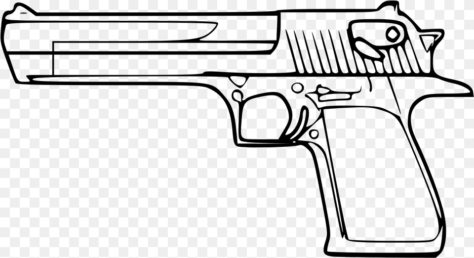 Open Desert Eagle Clip Art, Gray Free Png Download