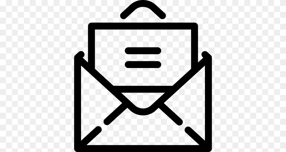 Open Envelope Icon, Gray Png Image