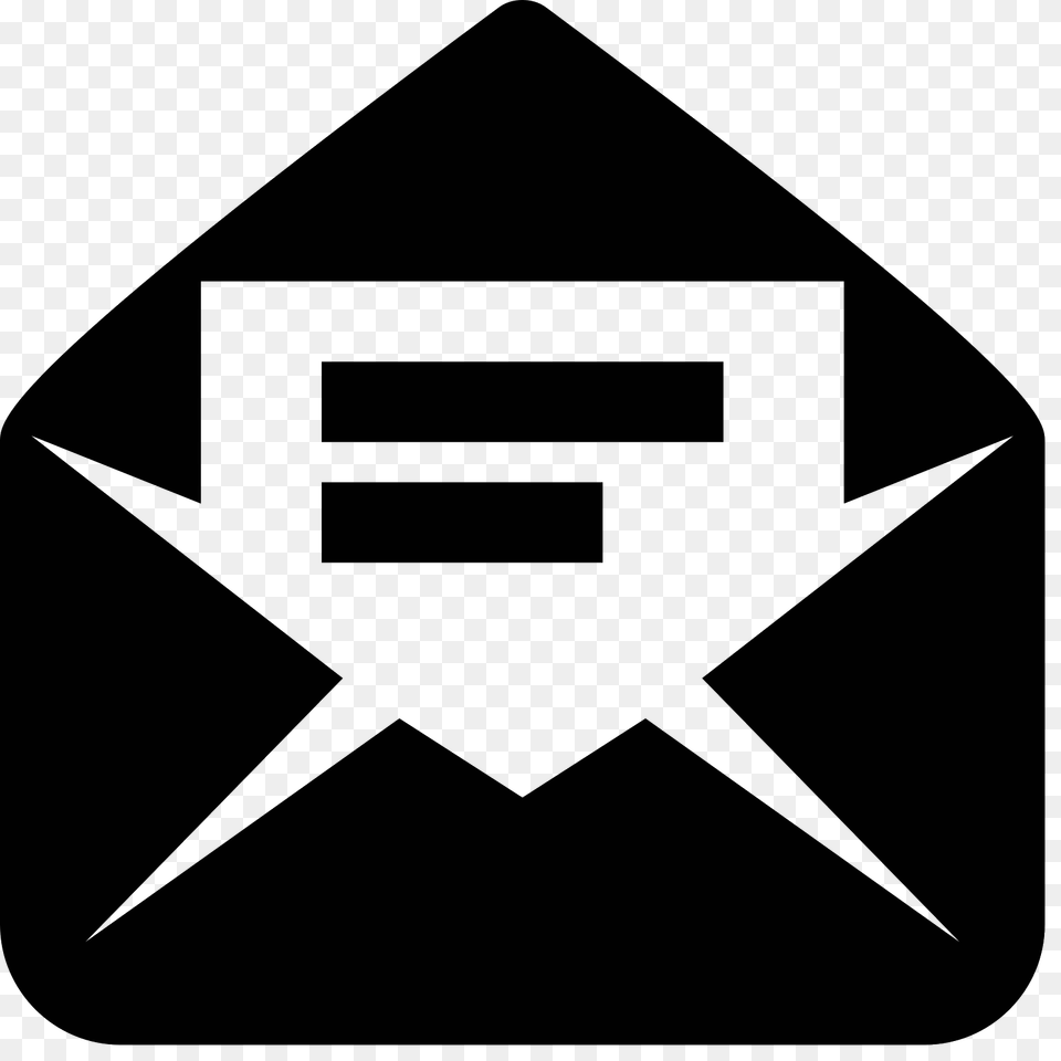 Open Envelope Icon, Gray Free Png Download