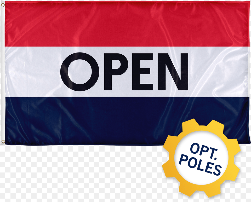 Open Flag W Optional Flagpole Banner, Text Free Png