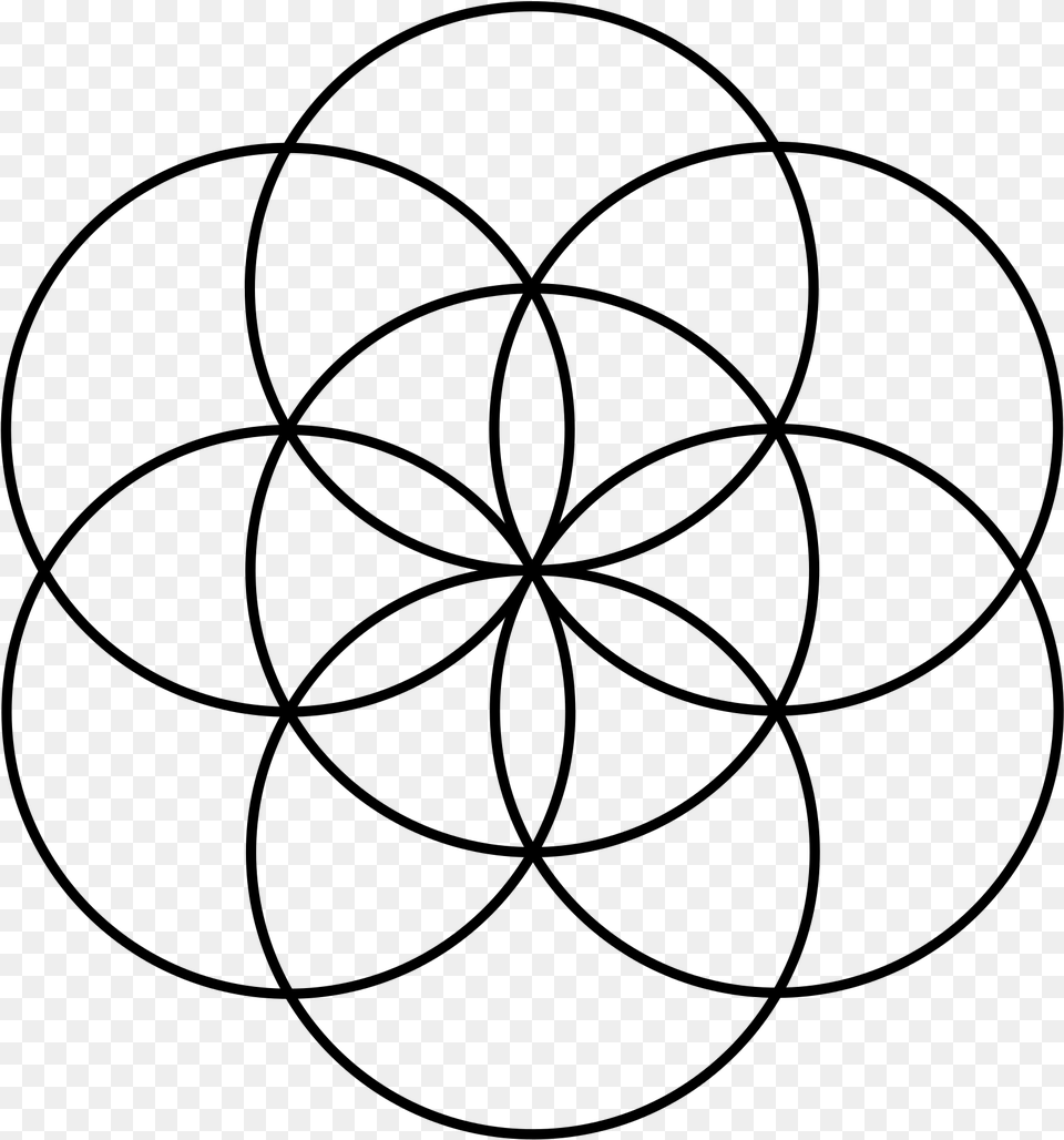 Open Flower Of Life 7 Circles, Gray Free Transparent Png