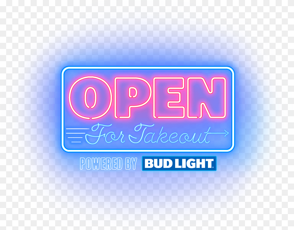 Open For Takeout Bud Light Logo, Neon, Plate Png Image