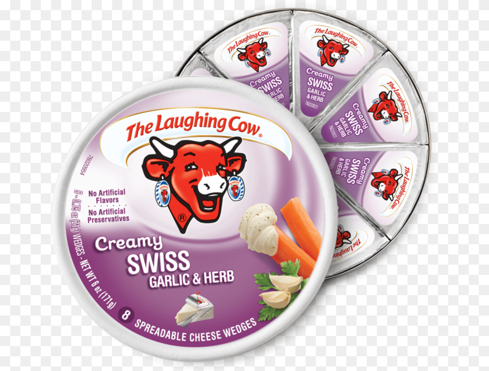 Open Garlic Herb Laughing Cow Creamy Spicy Pepper Spreadable Cheese, Dessert, Food, Yogurt Free Png Download
