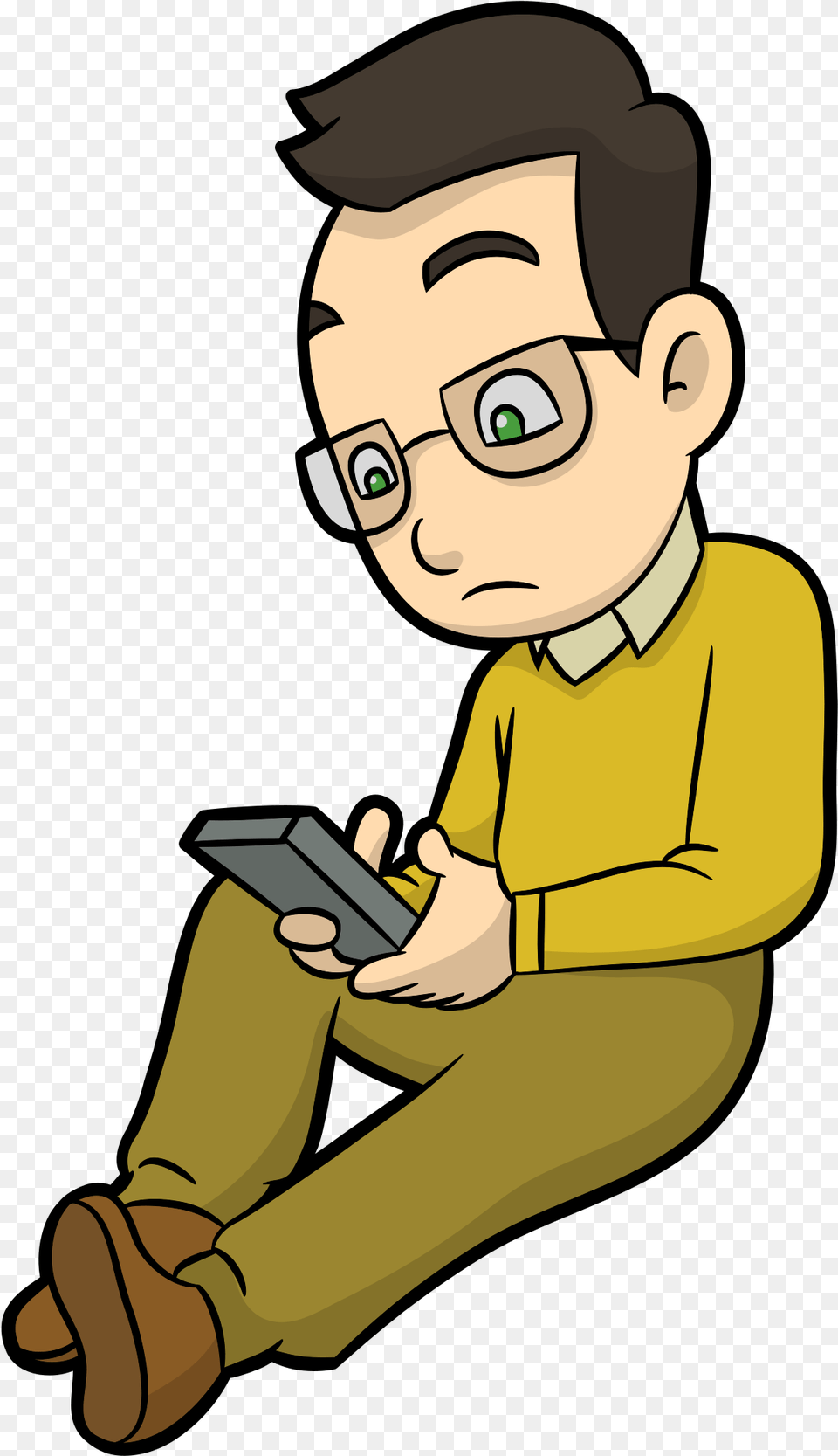 Open Guy Texting Cartoon, Person, Face, Head, Electronics Free Png Download