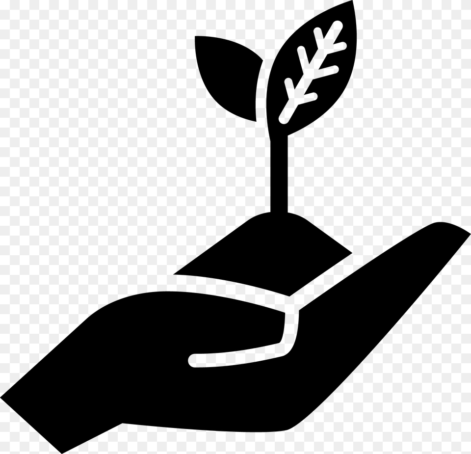 Open Hand Vector Plant In Hands Icon, Gray Png