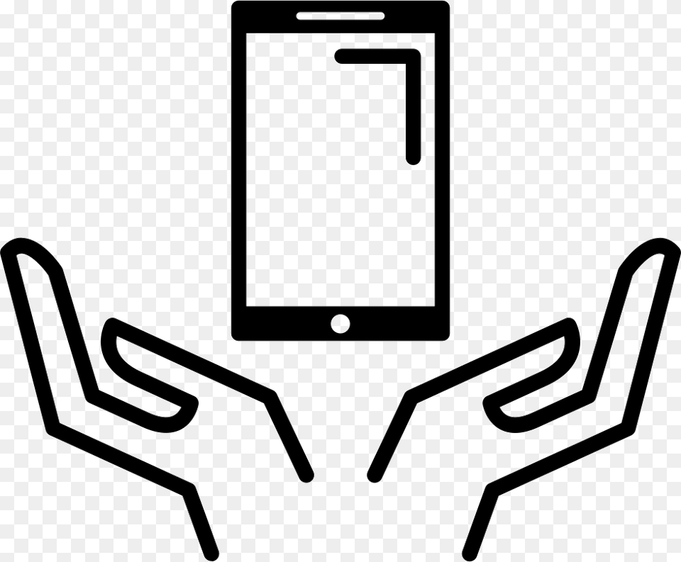 Open Hands Catching Mobile Phone Icon Mobile Phone, Electronics, Stencil, Plant Free Png Download
