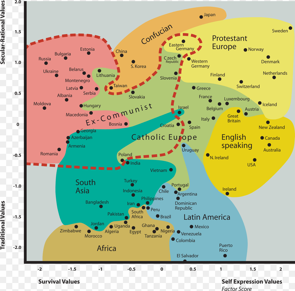 Open Inglehart Welzel Cultural Map Of The World, Chart, Plot, Atlas, Diagram Png