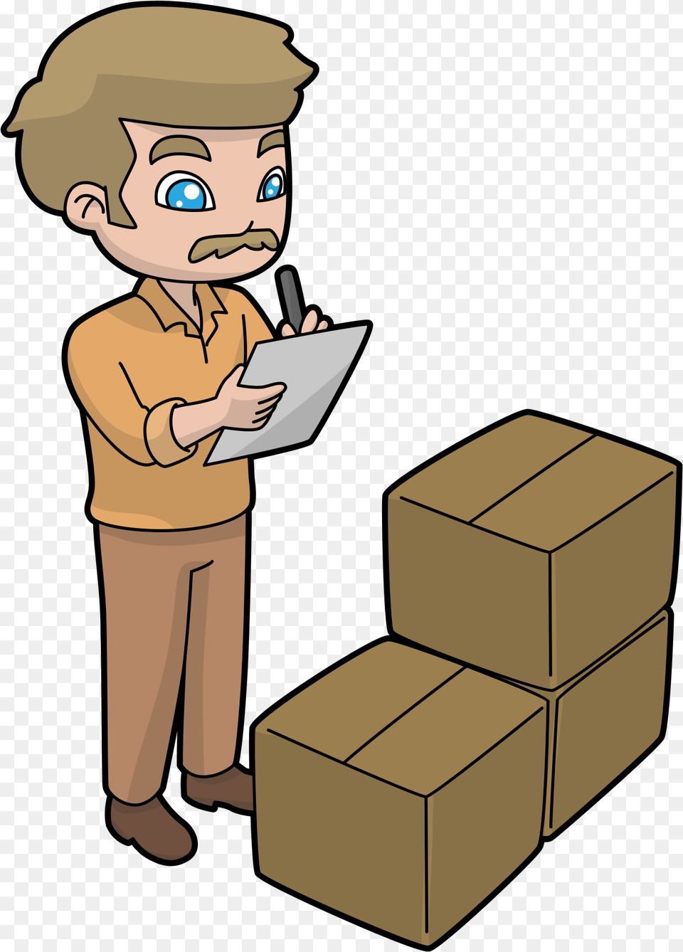 Open Inventory Cartoon, Box, Cardboard, Carton, Person Free Png
