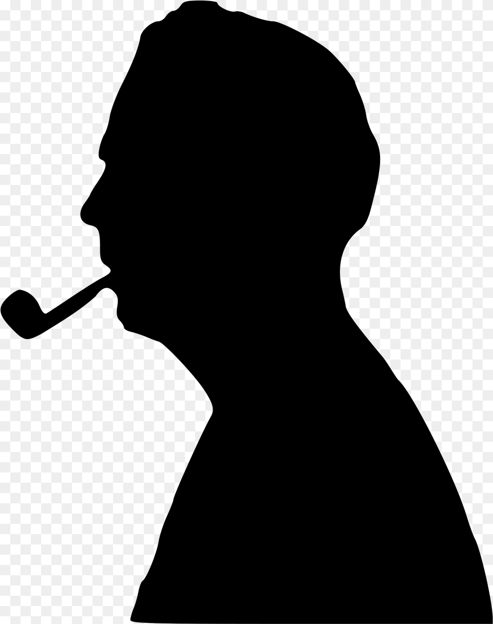 Open Man Smoking Silhouette, Gray Free Png Download