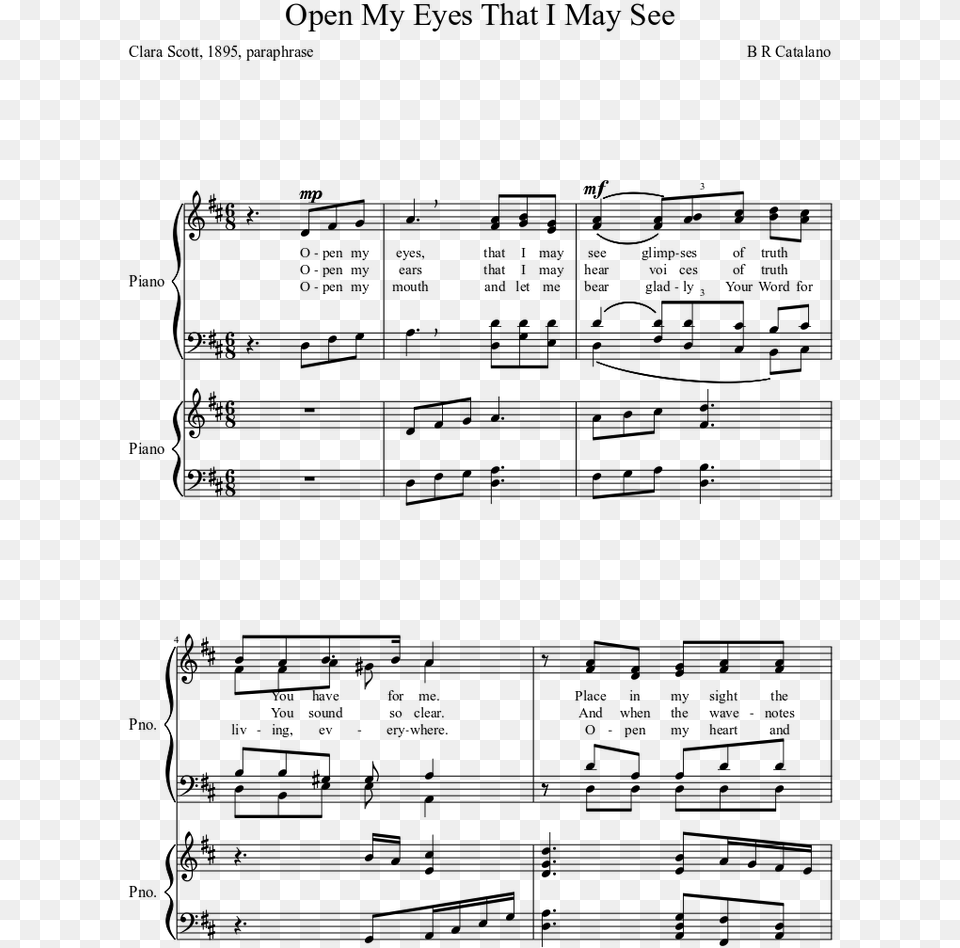 Open My Eyes That I May See Piano Chart, Gray Png Image