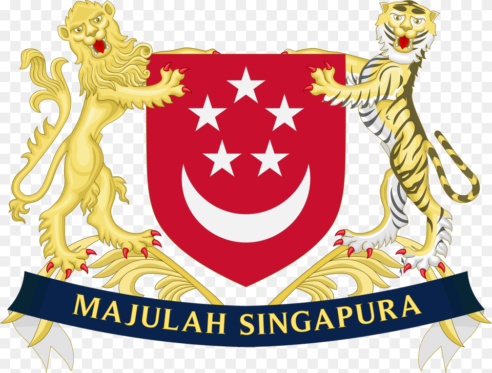 Open National Emblem Of Singapore, Symbol, Logo, Animal, Dinosaur Png Image